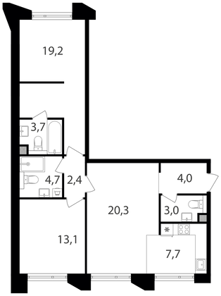 Продажа 2-комнатной квартиры 78,1 м², 3/17 этаж