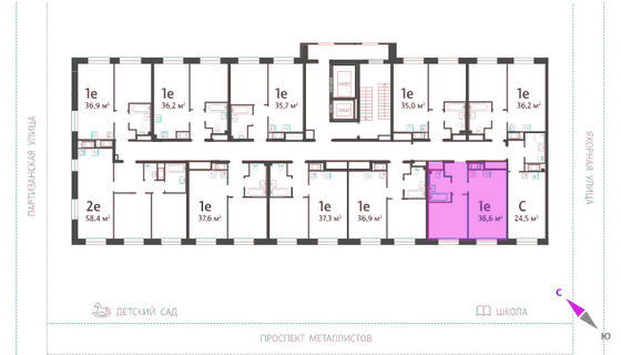 36,6 м², 1-комн. квартира, 10/12 этаж