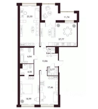 Продажа 3-комнатной квартиры 125,3 м², 4/8 этаж