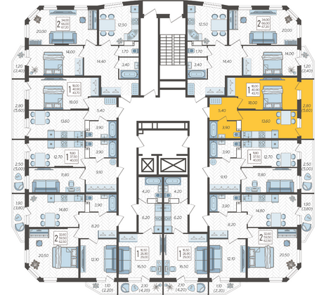 Продажа 1-комнатной квартиры 43,7 м², 6/16 этаж