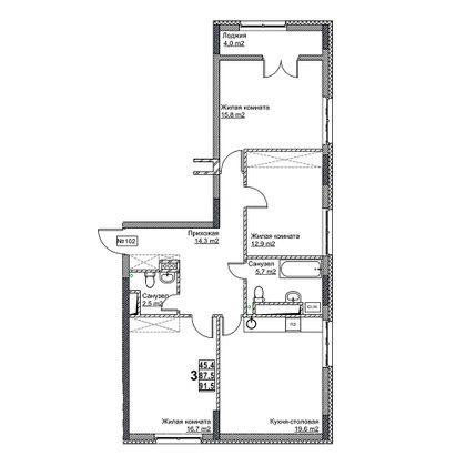 Продажа 3-комнатной квартиры 91,5 м², 13/24 этаж