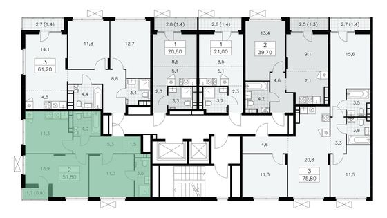 Продажа 2-комнатной квартиры 51,6 м², 14/16 этаж