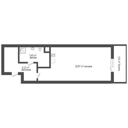 Продажа квартиры-студии 28,6 м², 1/8 этаж