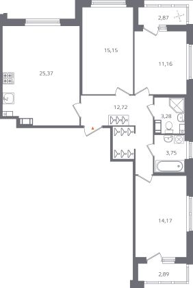 Продажа 3-комнатной квартиры 88,5 м², 8/15 этаж