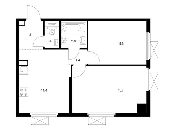 Продажа 2-комнатной квартиры 50,4 м², 10/33 этаж