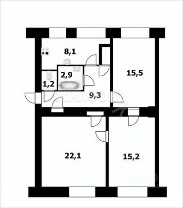 Продажа 3-комнатной квартиры 76,7 м², 1/6 этаж