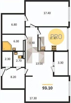 Продажа 2-комнатной квартиры 93,1 м², 11/25 этаж