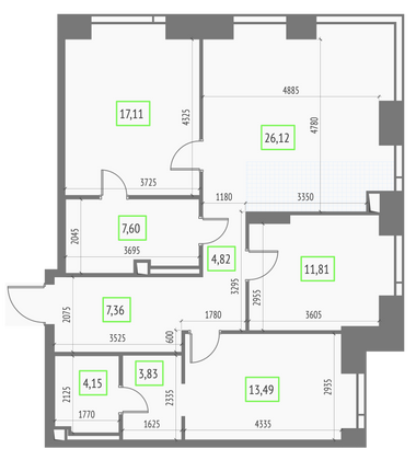 Продажа 3-комнатной квартиры 96,3 м², 43/57 этаж
