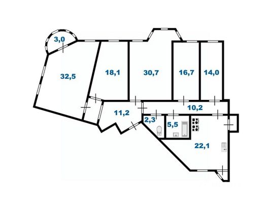 Продажа многокомнатной квартиры 168 м², 5/6 этаж