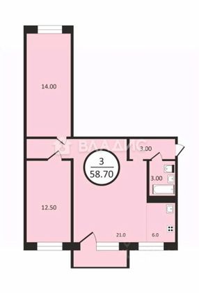 Продажа 3-комнатной квартиры 58,7 м², 3/5 этаж