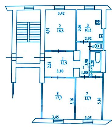 Продажа 3-комнатной квартиры 78,6 м², 2/3 этаж