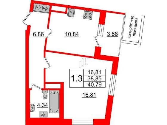 Продажа 1-комнатной квартиры 37,4 м², 1/5 этаж