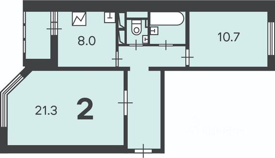 Продажа 2-комнатной квартиры 53,9 м², 19/19 этаж