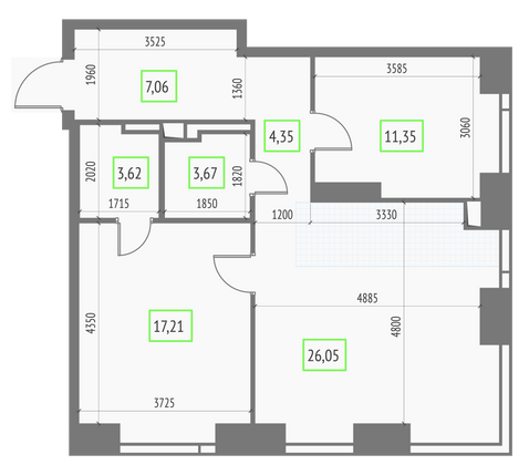 Продажа 2-комнатной квартиры 73,3 м², 23/57 этаж