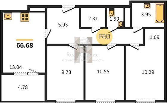 Продажа 3-комнатной квартиры 66,7 м², 4/17 этаж