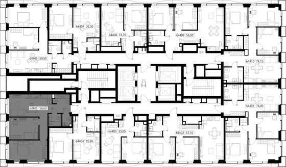 Продажа 2-комнатной квартиры 58,6 м², 44/48 этаж