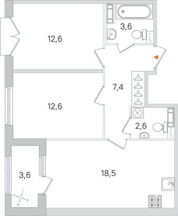 Продажа 2-комнатной квартиры 59,1 м², 2/4 этаж