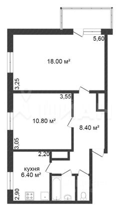 Продажа 2-комнатной квартиры 49,6 м², 3/9 этаж