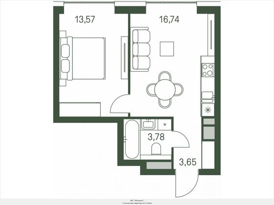 37,8 м², 1-комн. квартира, 2/30 этаж