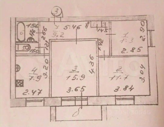 Продажа 3-комнатной квартиры 59 м², 1/6 этаж