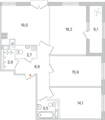 Продажа 3-комнатной квартиры 89,3 м², 3/4 этаж