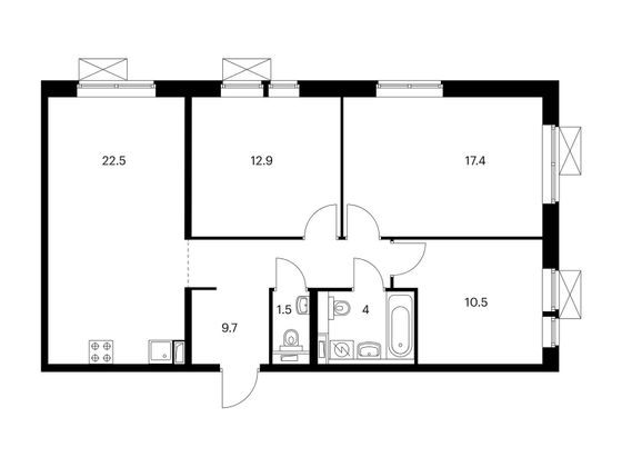 Продажа 3-комнатной квартиры 78,5 м², 6/17 этаж