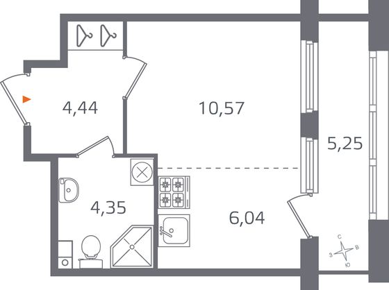 Продажа квартиры-студии 28 м², 2/10 этаж