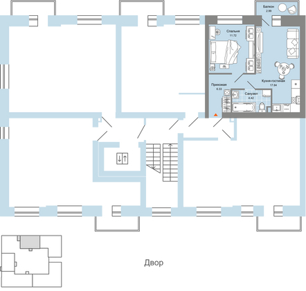 Продажа 2-комнатной квартиры 41 м², 7/8 этаж