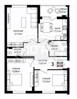 Продажа 3-комнатной квартиры 84,6 м², 4/10 этаж