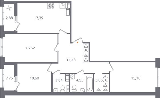 Продажа 3-комнатной квартиры 87,3 м², 10/10 этаж