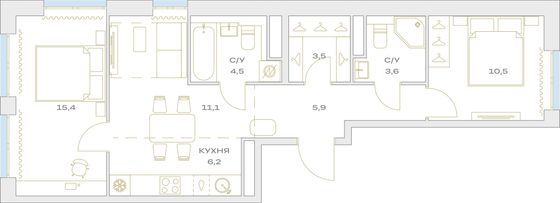 Продажа 3-комнатной квартиры 60,7 м², 14/23 этаж