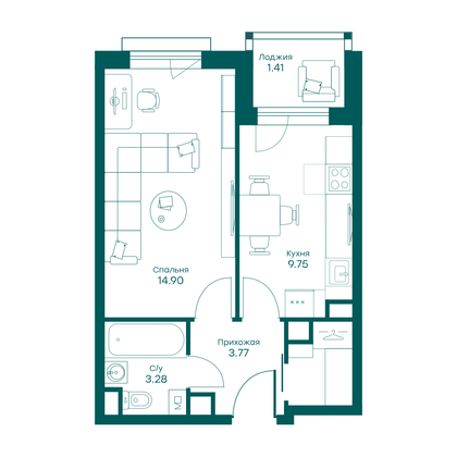 35,2 м², 1-комн. квартира, 5/5 этаж