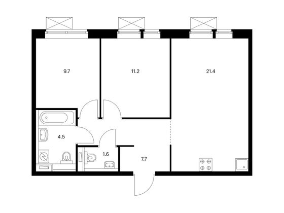 Продажа 2-комнатной квартиры 56,1 м², 16/17 этаж