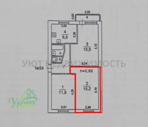 Продажа 1 комнаты, 15 м², 5/5 этаж