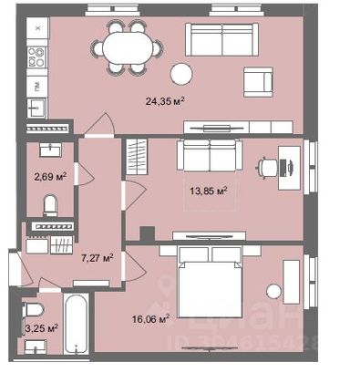 Продажа 2-комнатной квартиры 67,5 м², 7/8 этаж