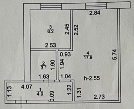 Продажа 1-комнатной квартиры 32,1 м², 2/5 этаж