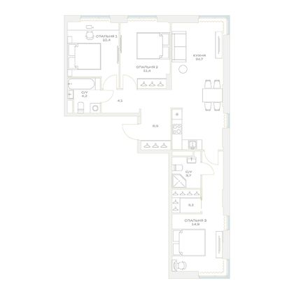 Продажа 3-комнатной квартиры 83,5 м², 3/23 этаж