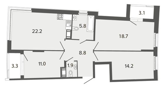 Продажа 4-комнатной квартиры 82,6 м², 13/20 этаж