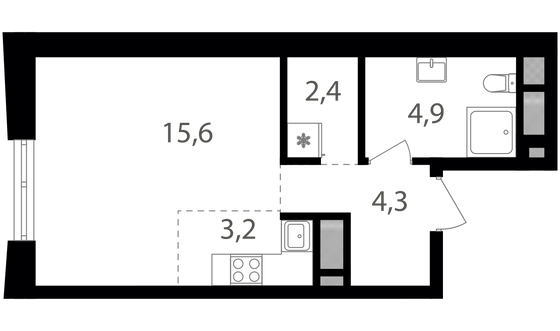 Продажа квартиры-студии 30,4 м², 4/26 этаж