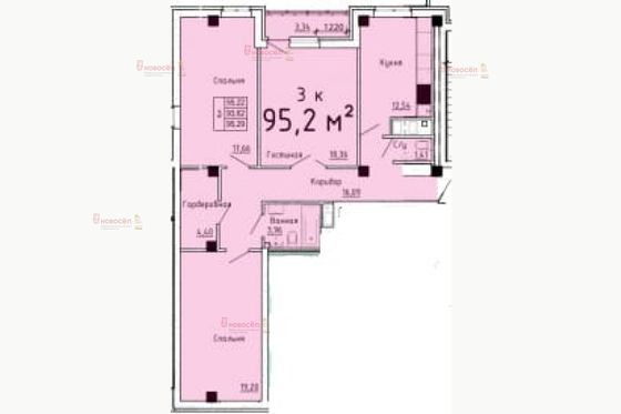 Продажа 3-комнатной квартиры 95 м², 2/14 этаж