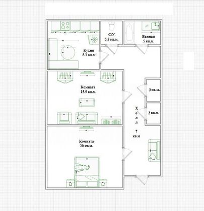 Продажа 2-комнатной квартиры 65,5 м², 2/5 этаж