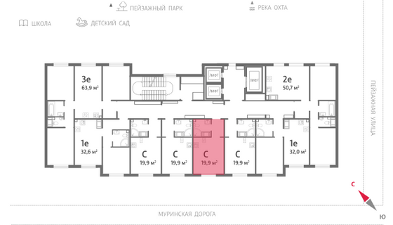 19,9 м², студия, 4/15 этаж