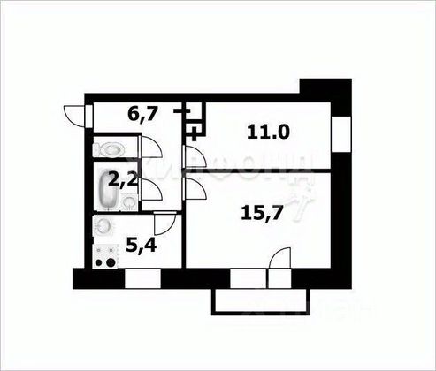 Продажа 2-комнатной квартиры 42,7 м², 3/9 этаж