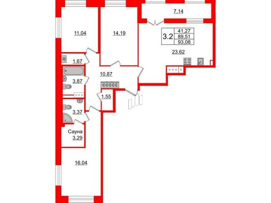 Продажа 3-комнатной квартиры 89,5 м², 3/12 этаж