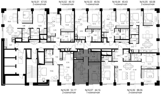 Продажа 1-комнатной квартиры 44,2 м², 16/27 этаж