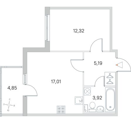 Продажа 1-комнатной квартиры 39,9 м², 1/4 этаж