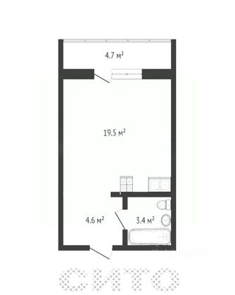 Продажа квартиры-студии 27,2 м², 6/10 этаж