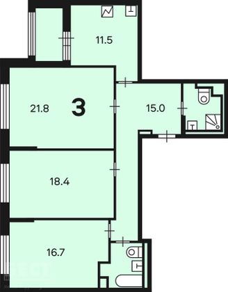 Продажа 3-комнатной квартиры 91,4 м², 11/17 этаж