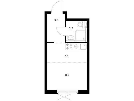 19,7 м², студия, 2/17 этаж