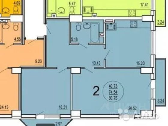 Продажа 2-комнатной квартиры 81 м², 4/20 этаж